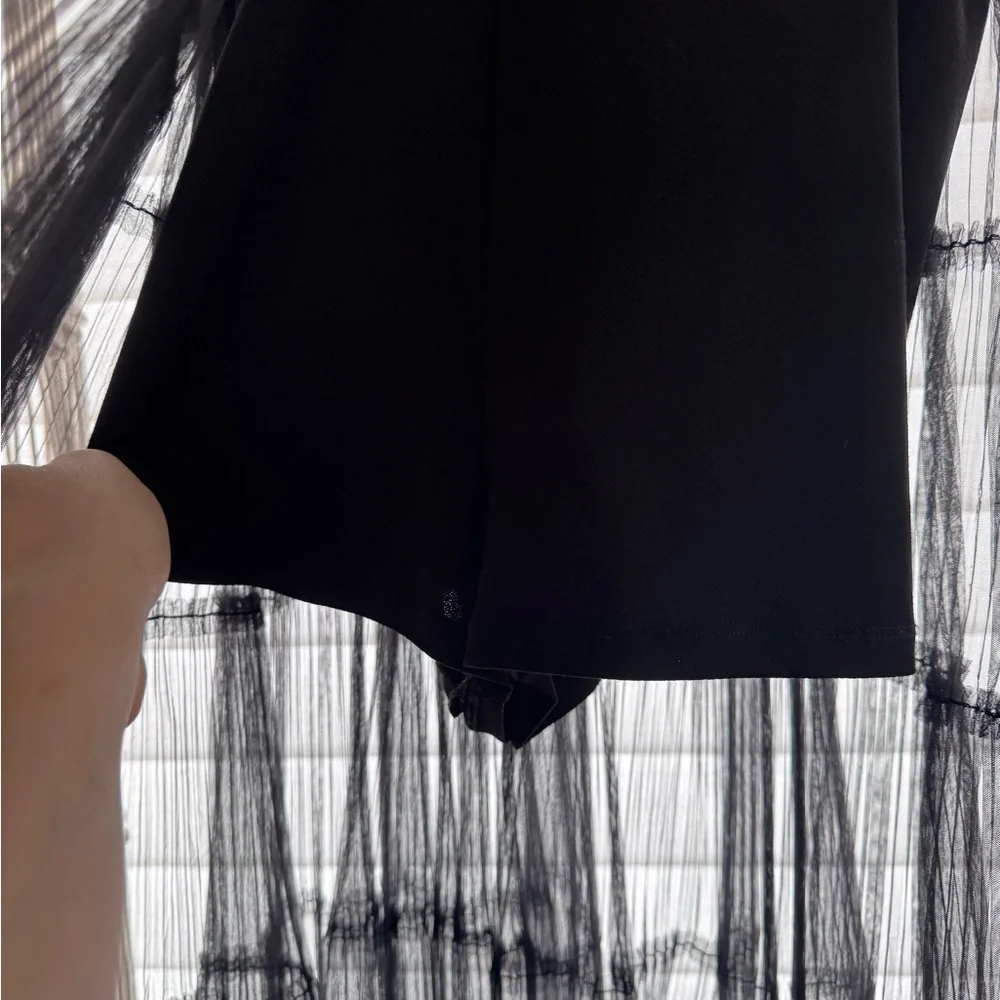 Alice + Olivia Black Pleated Tulle Midi Dress w/ Romper Lining Size 8 NWT $695 - Picture 5 of 11